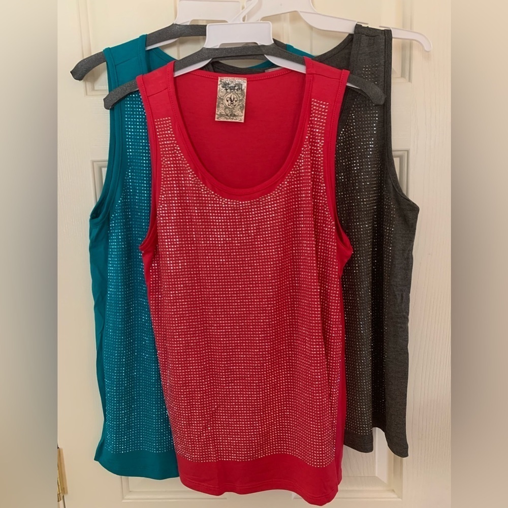 NWT VOCAL black rhinestone tank. Size MEDIUM. Gorgeous and versatile! - Picture 8 of 9